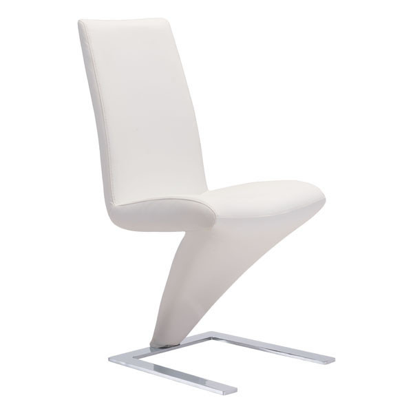 Homeroots 17.7" X 25" X 37.4" 2 Pcs White Leatherette Powder Coated Metal Dining Chair 248765