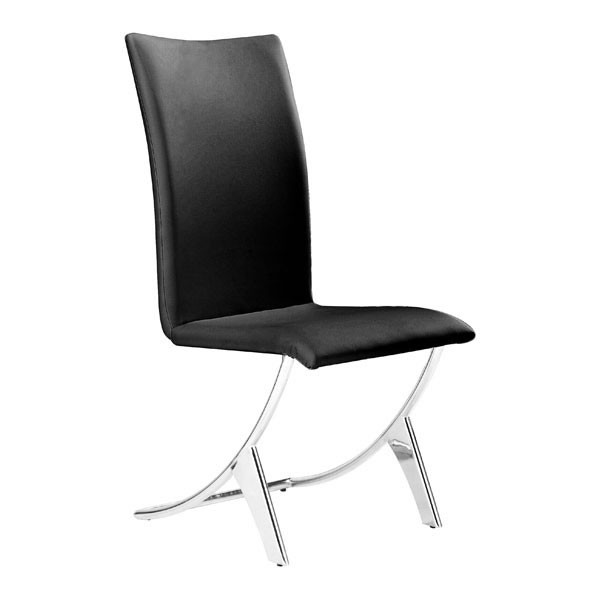 Homeroots 17" X 26" X 39" 2 Pcs Black Leatherette Chromed Steel Dining Chair 248881
