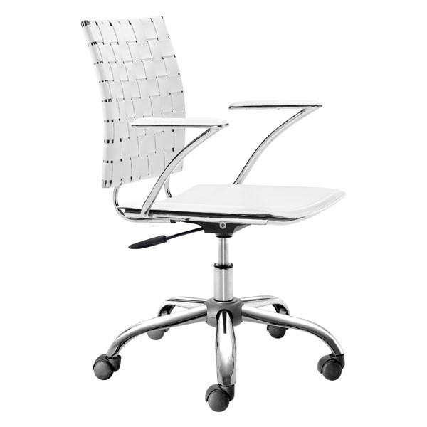 Homeroots 23" X 23" X 35" White Leatherette Office Chair 248960