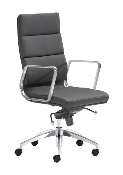 Homeroots 21" X 26" X 42" Black, Leatherette, Chromed Steel, High Back Office Chair 248987