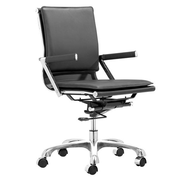 Homeroots 19" X 24" X 39.5" Black Leatherette Office Chair 248997