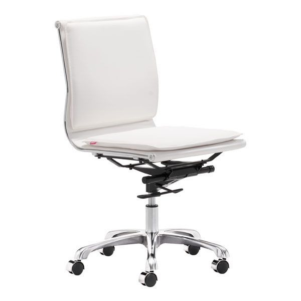 Homeroots 23" X 23" X 40" White Leatherette Armless Office Chair 249000
