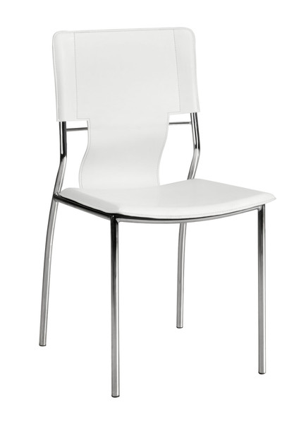 Homeroots 17" X 20" X 33" White, Leatherette, Chromed Steel, Dining Chair - Set Of 4 249093