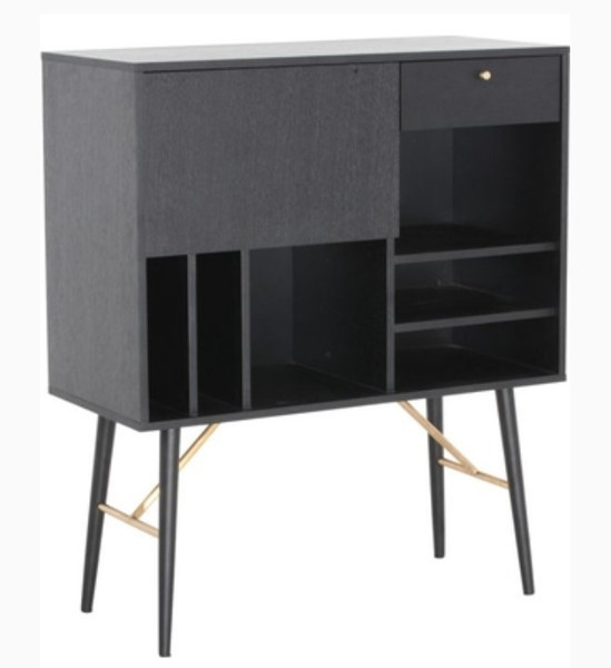 Homeroots 32" Black Mdf And Glass Buffet 283410