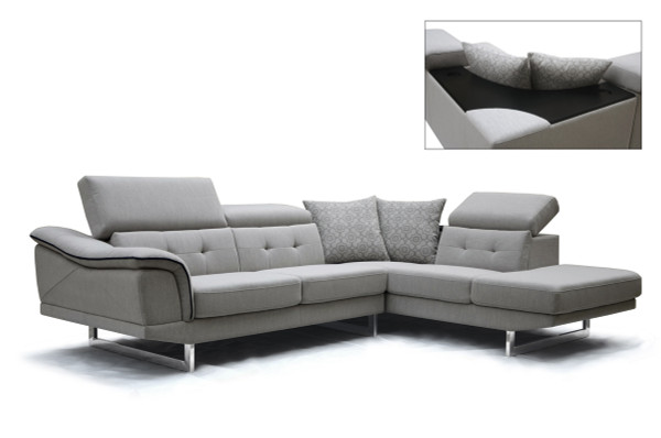 Homeroots 32" Grey Fabric, Foam, Wood, And Steel Sectional Sofa 283868