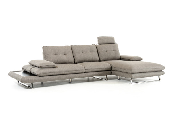 Homeroots 34" Grey Fabric, Foam, Wood, And Steel Sectional Sofa 283902