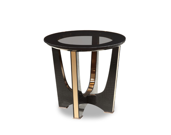 Homeroots 22" Black Crocodile And Rosegold End Table 284167