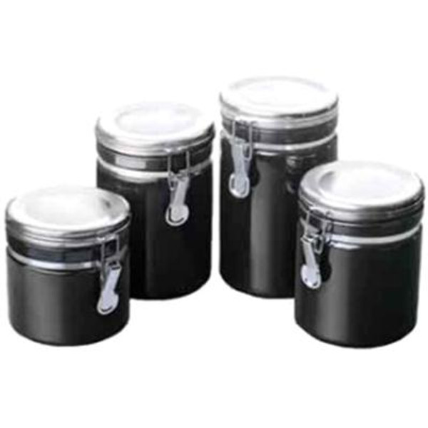 Canister Set Black Ceramic 4Pc 03923MR By Anchor Hocking