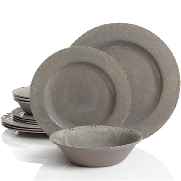 Muana Melamine Dw 12Pc Grey 11433612 By Gibson