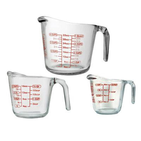 Open Handle Measuring Cup 3Pc 92032L11 By Anchor Hocking