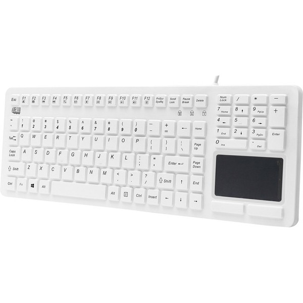 Adesso Slimtouch 270 - Antimicrobial Waterproof Touchpad Keyboard (White) AKB270UW By Adesso
