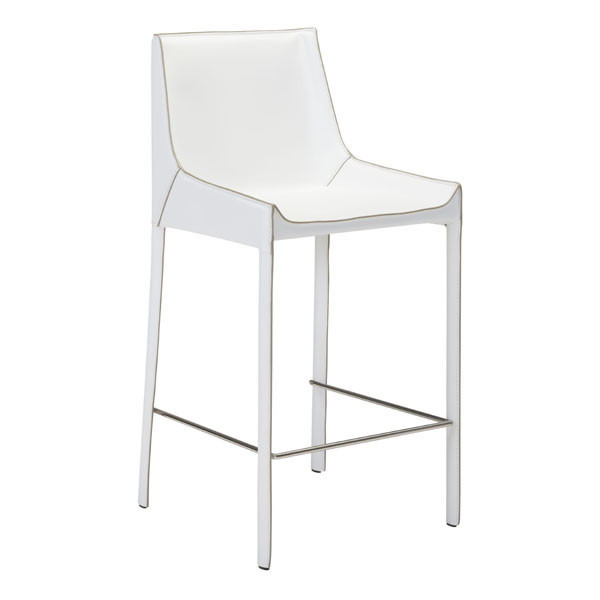 Homeroots 18.1" X 20.5" X 39" 2 Pcs White Recycled Leather Metal Bar Chair 296380