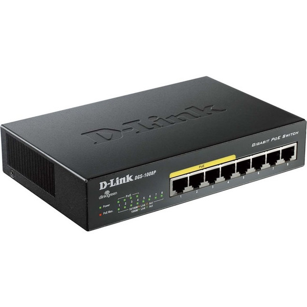 D-Link Dgs-1008P 8-Port Gigabit Metal Desktop Switch With 4 Poe Ports DGS1008P By D-Link Systems