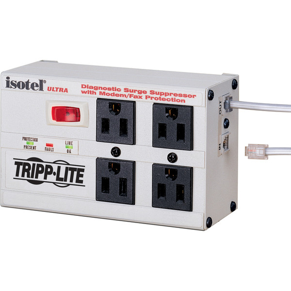 Tripp Lite Isobar Surge Protector Metal Rj11 4 Outlet 6' Cord 3330 Joules ISOTEL4ULTRA By Tripp Lite