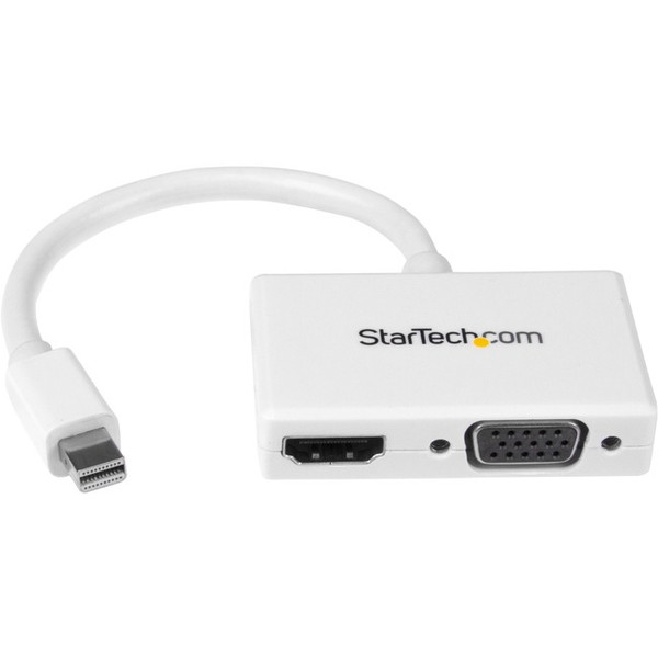Startech.Com Travel A/V Adapter - 2-In-1 Mini Displayport To Hdmi Or Vga Converter - White MDP2HDVGAW By StarTech