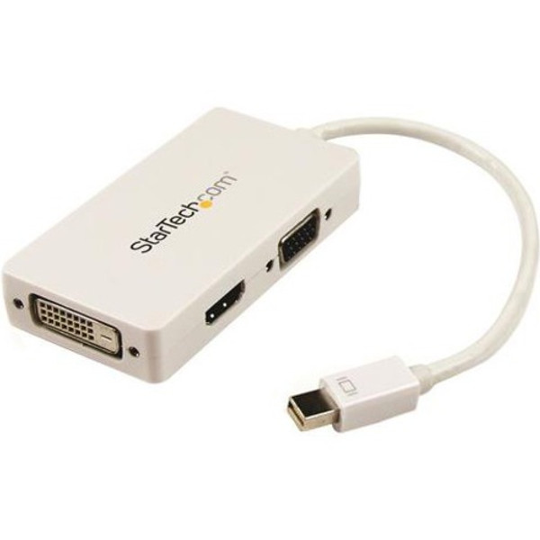 Startech.Com Travel A/V Adapter: 3-In-1 Mini Displayport To Vga Dvi Or Hdmi Converter - White MDP2VGDVHDW By StarTech