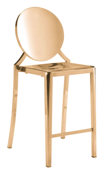 Homeroots 18.3" X 18.5" X 39" Gold, Polished Stainless Steel, Counter Chair - Set Of 2 364540