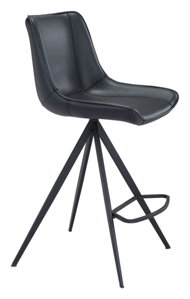 Homeroots 19.3" X 21.7" X 39" Black, Leatherette, Stainless Steel, Counter Chair - Set Of 2 364602