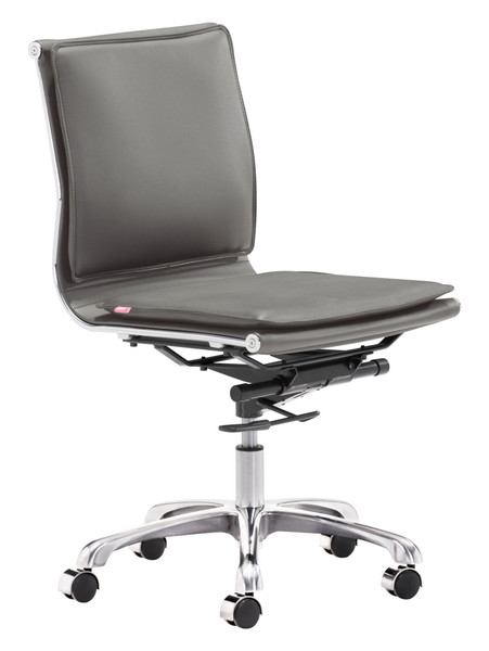 Homeroots 23" X 23" X 36.6" Gray, Leatherette, Chromed Steel, Plus Armless Office Chair 364684