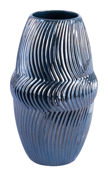 Homeroots 7.5" X 7.5" X 12.8" Blue, Ceramic, Large Vase 364853