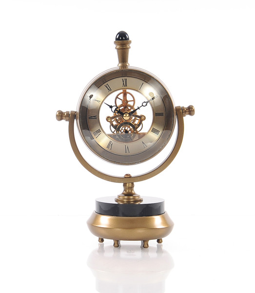 Homeroots 8" X 3.75" X 16.25" Brass Table Clock 365076