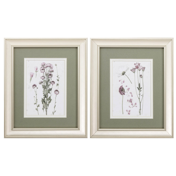 Homeroots 10" X 12" Champagne Gold Color Frame Pressed Blooms (Set Of 2) 365134
