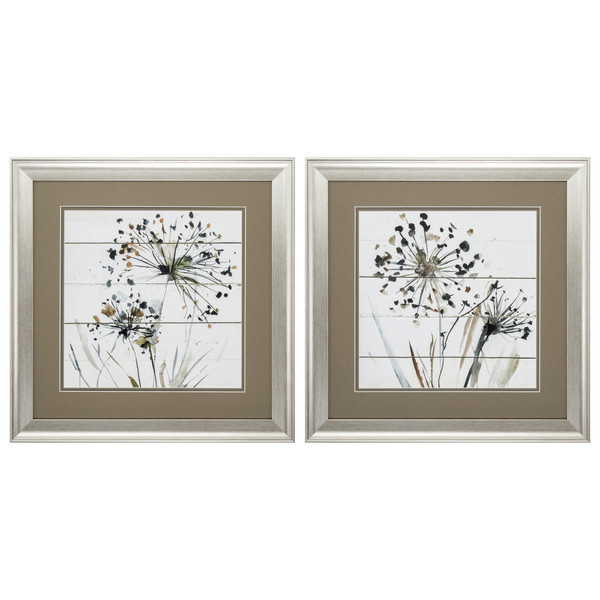 Homeroots 19" X 19" Brushed Silver Frame Natures Lace (Set Of 2) 365268