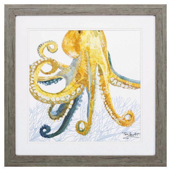 Homeroots 23" X 23" Woodtoned Frame Sea Creature Octopus 365575