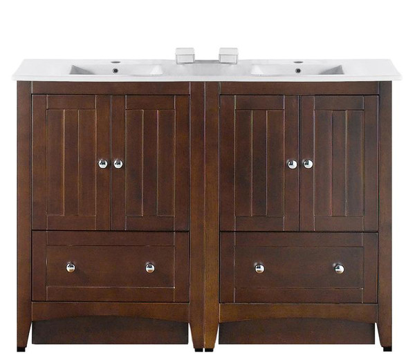 48" W Floor Mount Walnut Vanity Set For 1 Hole Drilling AI-19508