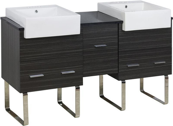 59.5" W 18" D Modern Plywood-Melamine Vanity Base Set Only In Dawn Grey