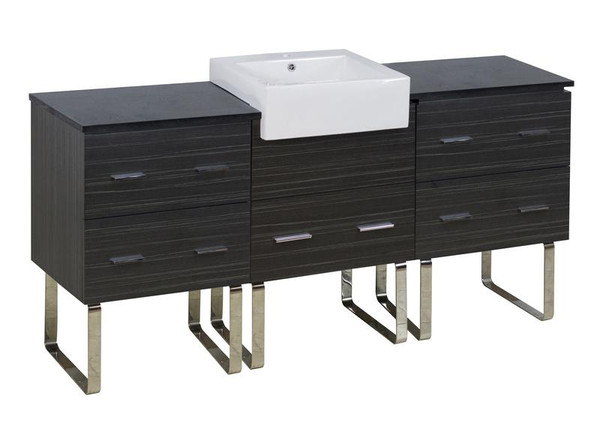 69.25" W 18" D Modern Plywood-Melamine Vanity Base Set Only In Dawn Grey