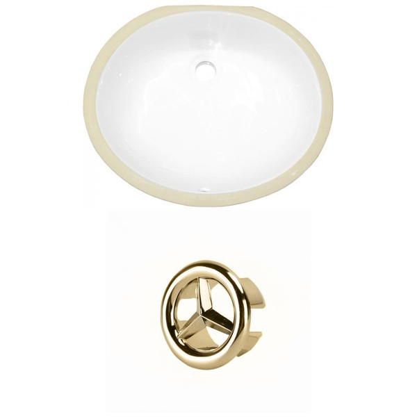 19.5" W Cupc Oval Undermount Sink Set In White - Gold Hardware AI-20355