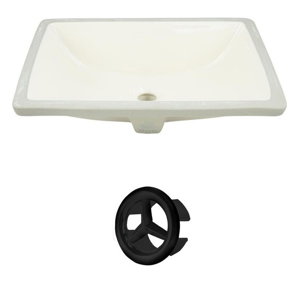 20.75" W Rectangle Undermount Sink Set In Biscuit - Black Hardware