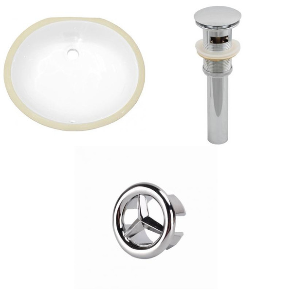 Oval Undermount Sink Set - White-Chrome Hardware - Overflow Drain Incl.