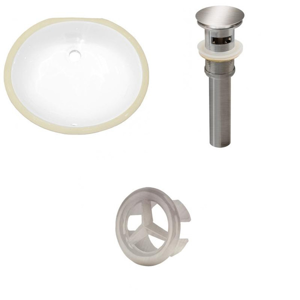 Oval Undermount Sink Set - White-Brushed Nickel Hardware