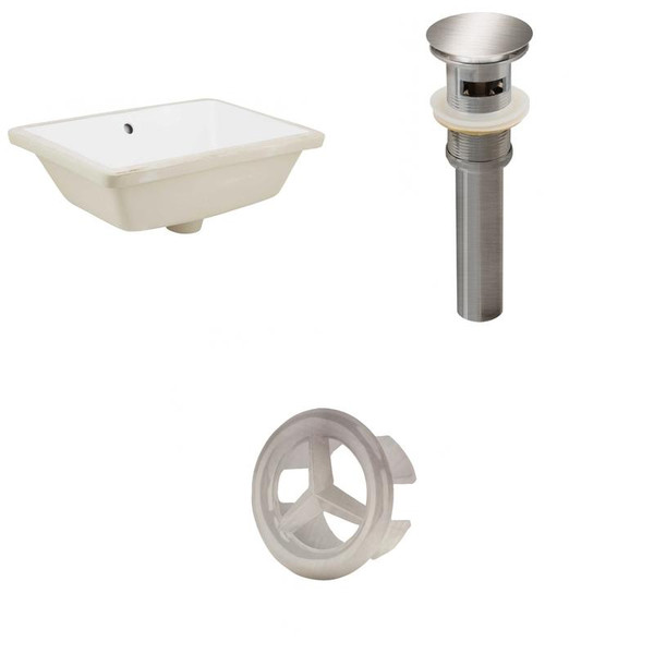Rectangle Undermount Sink Set - White-Brushed Nickel Hardware