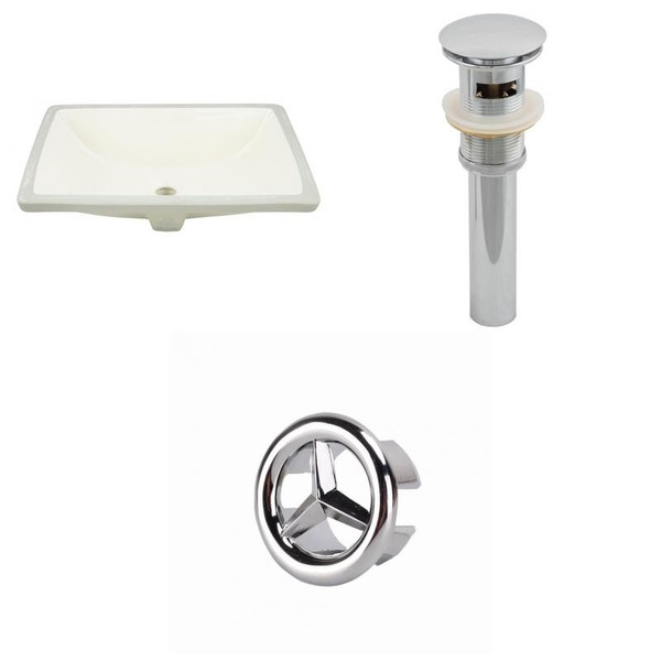 Cupc Rectangle Undermount Sink Set In Biscuit - Chrome Hardware