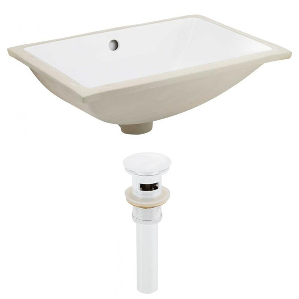 Csa Rectangle Undermount Sink Set - White-White Hardware
