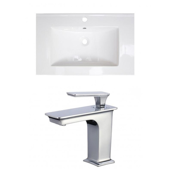 21" W 1 Hole Ceramic Top Set In White Color - Cupc Faucet Incl. AI-22233