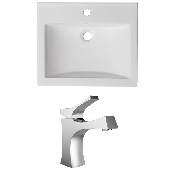 21" W 1 Hole Ceramic Top Set In White Color - Cupc Faucet Incl. AI-22279