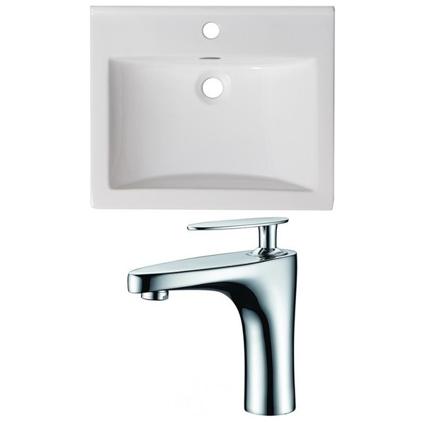 21" W 1 Hole Ceramic Top Set In White Color - Cupc Faucet Incl. AI-22281