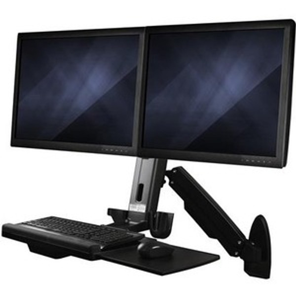 Startech.Com Wall Mounted Sit Stand Desk - For Dual Monitors Up To 24In - Height Adjustable Standing Desk Converter - Ergonomic Desk WALLSTS2 By StarTech