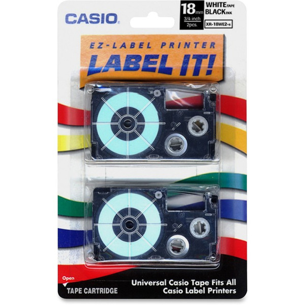 Casio Ez-Label Printer Tape Cartridges XR18WE2S By Casio Computer