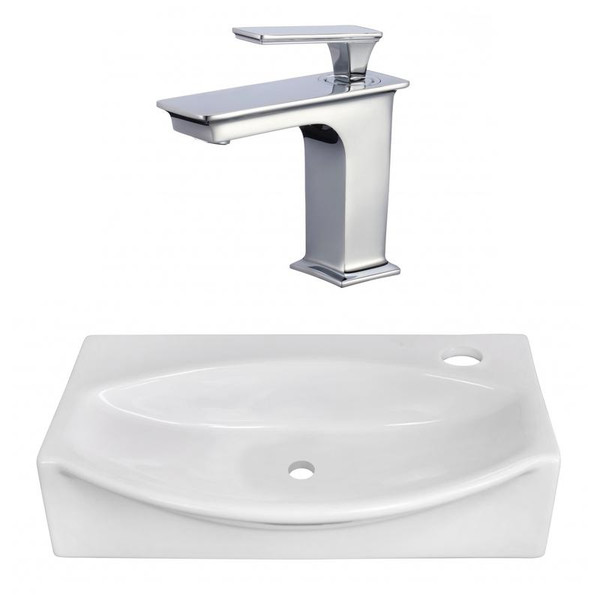16.5" W Wall Mount White Vessel Set For 1 Hole Right Faucet