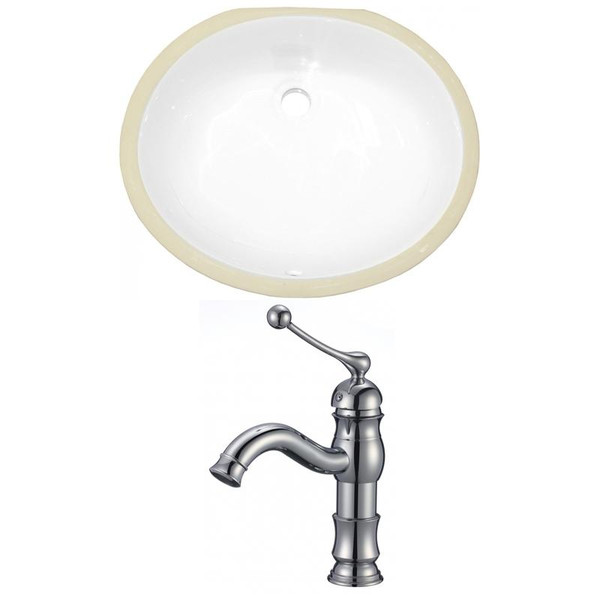 Cupc Oval Undermount Sink Set - White-Chrome Hardware W/ 1 Hole Cupc Faucet