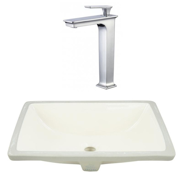 Csa Undermount Sink Set In Biscuit - Chrome Hardware W/ Deck Mount Cupc Faucet