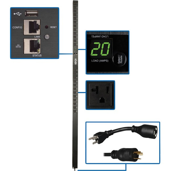 Tripp Lite Pdu Monitored 1.9Kw 120V, 24 5-15/20R, Lx Platform Interface, 70In. 0Urm Rackmount Vertical Taa PDUMNV20LX By Tripp Lite