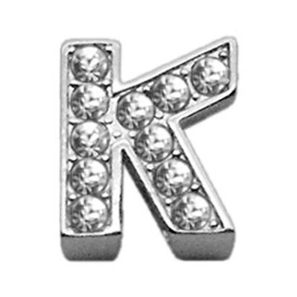 3/8" Clear Bling Letter Sliding Charms K 10-08 38K By Mirage
