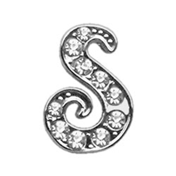 3/8" Clear Script Letter Sliding Charms S 10-09 38S By Mirage