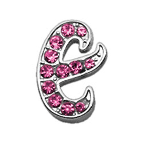 3/8" Pink Script Letter Sliding Charms E 10-10 38E By Mirage